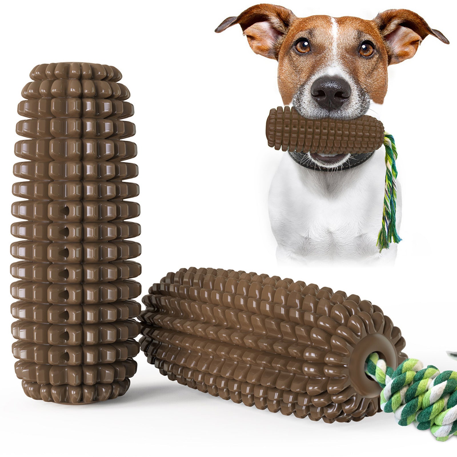 CornChew Molar Stick – Tough & Tasty Dog Toy Product information: Material: plastic Weight: 120g Dimensions: 111x56mm Specifications: Corn molar stick Type: Dog toy Corn simulation model dog toothbrush, newly designed pet molar channel, can have a better