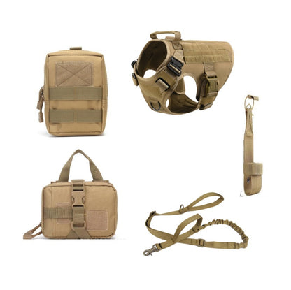 PawForce Vest & Leash Overview: 1. Military-standard Material: Two Metal Shoulder Buckles can bear great pulling force, ensuring your dog is safely harnessed during training, hunting, working, and any other occasion. 2. Practical Design For Versatile use: