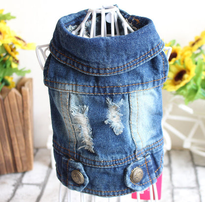 Designer Denim Dog Jacket – Trendy Vest for Small Pets Overview: Denim one piece dog jacket are made from soft denim fabric, durable and comfortable, prevent your pets effectively from direct sunlight in summer, keep warm in fall and winter. Machine-washa