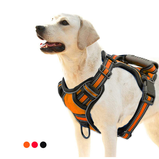 EasyWalk Reflective Harness Product information: Material: Polyester Specifications: S (bust 40-60cm), M (bust 55-70cm), L (66-90cm), XL (78-105cm) Color: black, red, fluorescent orange Packing list: Dog chest strap x1 Picture details: Size Suitable weigh
