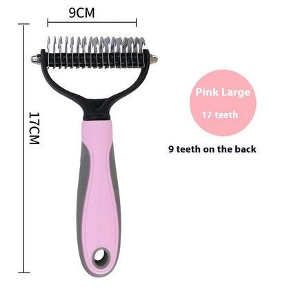 KnotAway™ Dual Pet Comb Product information: Specifications: Pink small size, pink large-sized, blue Small size small size, blue plus size, new style pink small size, new style pink pink large-sized, new blue color blue Small size small size, new blue col