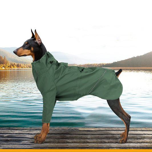 Reflective Dog Jacket with Leash Hole – Safe & Functional Product information: Fabric: acrylic Color classification: military green, orange Pet clothing style: raincoat Size: XS S M L XL XXL XXXL Size information： Packing list: Raincoat*1 Pet Safety Vests