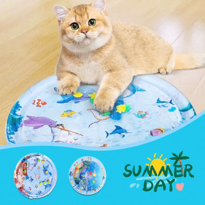 Cooling Pet Bed – Summer Ice Mat for Dogs & Cats Overview: The enhanced thickness ensures water playmat durability and long-lasting use. This water playmat features a fish design that captures the attention of pets and children. This water playmat for cat