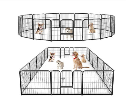 PawPlay Indoor Fence Dog Playpen – Model Specifications Model Code Panels Height (in) Configuration Assembled Dimensions (L × W × H) Package Size (L × W × H) Net Weight Gross Weight ZHUMI-DOGF-8S01-24S 8 Panels 23.60" Single Door 92.10" × 32.60" × 23.60"