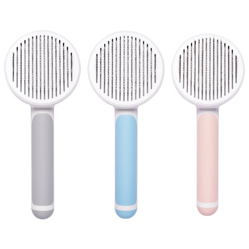 GlideMate™ Pet Grooming Comb Overview: - 135-degree needle comb, no damage to pet skin - Open knots and hair removal, comb through to the end - Round comb handle, not tired after holding - One-key self-cleaning, easy to clean Specification: Material: ABS,