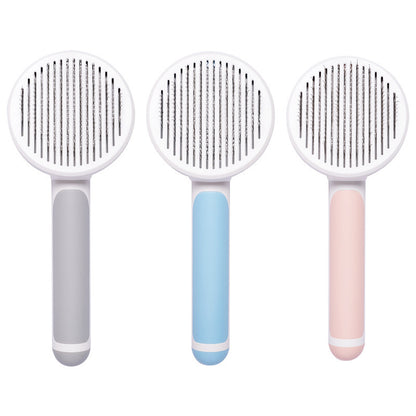 GlideMate™ Pet Grooming Comb Overview: - 135-degree needle comb, no damage to pet skin - Open knots and hair removal, comb through to the end - Round comb handle, not tired after holding - One-key self-cleaning, easy to clean Specification: Material: ABS,