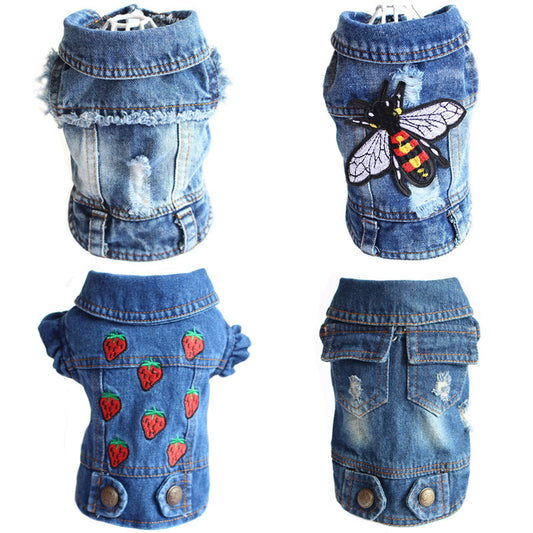 Designer Denim Dog Jacket – Trendy Vest for Small Pets Overview: Denim one piece dog jacket are made from soft denim fabric, durable and comfortable, prevent your pets effectively from direct sunlight in summer, keep warm in fall and winter. Machine-washa