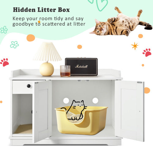 Indoor Cat House With Storage Drawer Side Table