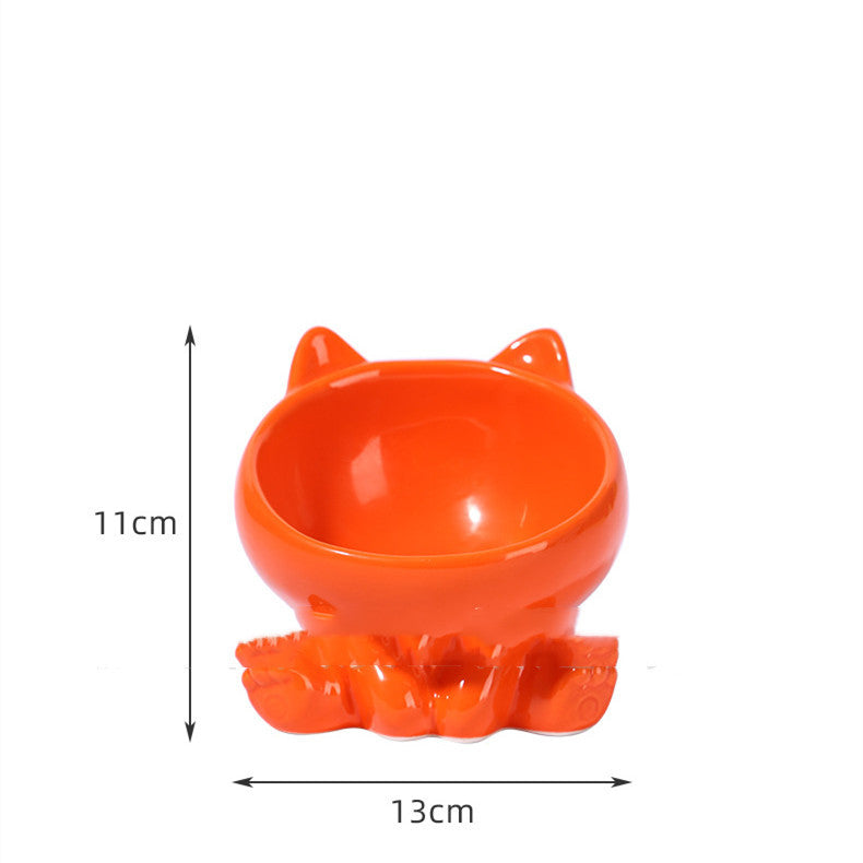 BevelPaw Pet Feeder Product information: Material: Ceramic Applicable object: Cat Specifications: stretch Blue, stretch pink, stretch White, stretch Green, stretch orange, stretch black Category: Pet tableware Size: Packing list: Bowl*1 Product Image: Bow