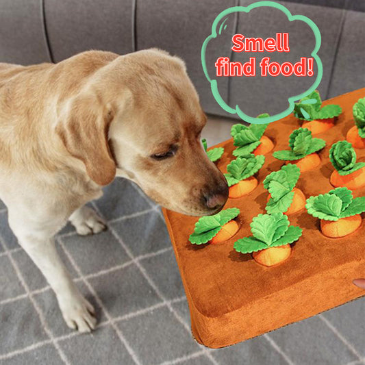 CarrotSniff – Plush Chew & Snuffle Toy for Dogs Overview: 1. Comfortable Fabric: The exterior is made of high-quality crystal cotton soft fabric, and every interior part is fully filled. High resilience, cotton not easy to fall out of it, not afraid of sq