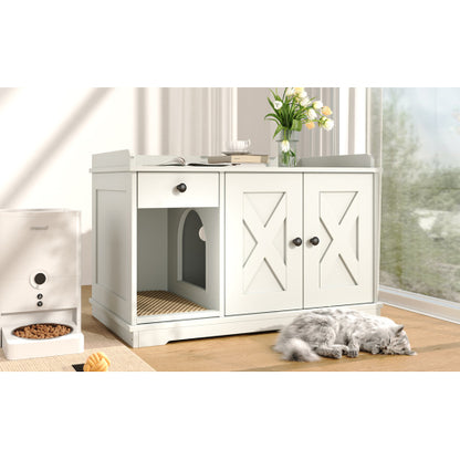 Indoor Cat House With Storage Drawer Side Table