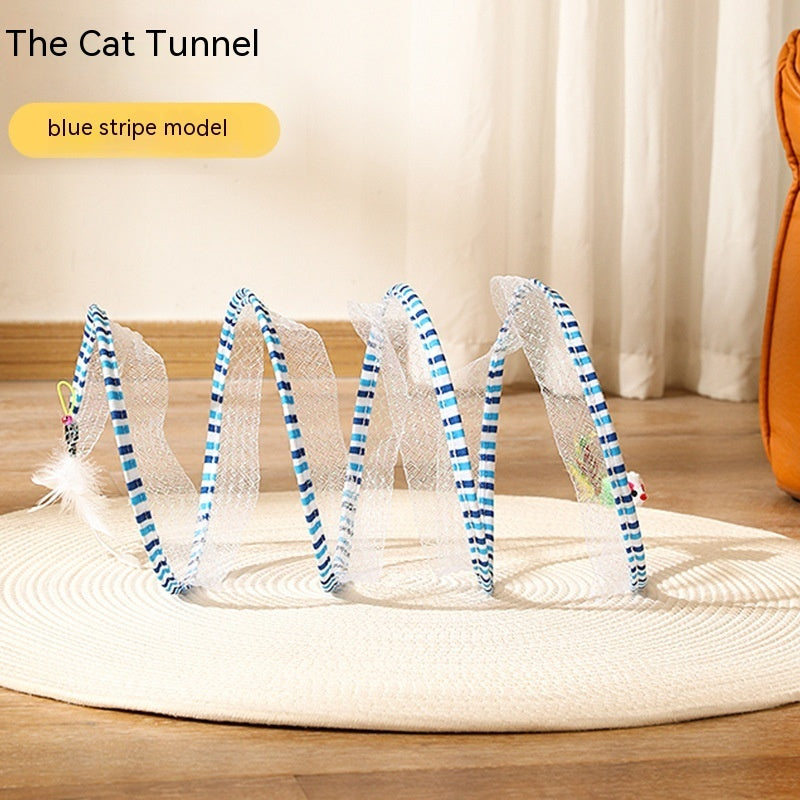 S-Tunnel – Foldable Outdoor Play Tunnel for Cats Overview: Elastic collapsible cat tunnel - Cats can be free to travel through it, both sides with the cat's favorite mice and feathers, respectively, can give your cat to this toy more love. Not only is it