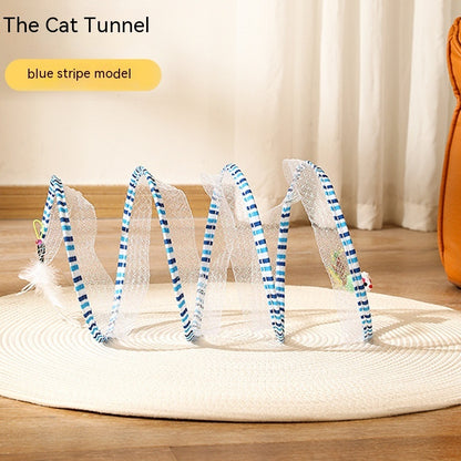 S-Tunnel – Foldable Outdoor Play Tunnel for Cats Overview: Elastic collapsible cat tunnel - Cats can be free to travel through it, both sides with the cat's favorite mice and feathers, respectively, can give your cat to this toy more love. Not only is it