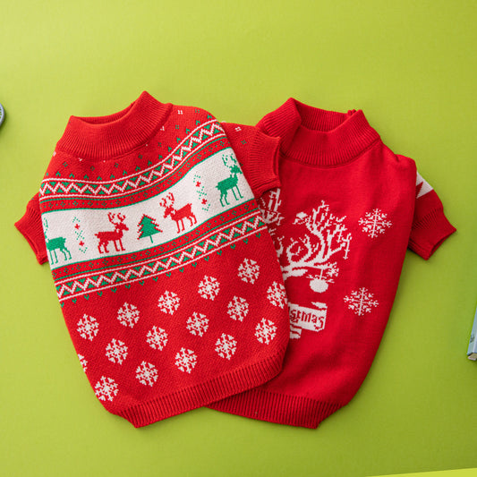 Christmas Dog Sweater – Tree & Reindeer Holiday Design Product information : Material: knitted wool Product Category: Sweater Style: Europe and America Color : Elk, Christmas tree Size Information: Size: XS,S,M,L,XL,XXL Packing list: Pet sweater*1 Pet Swe