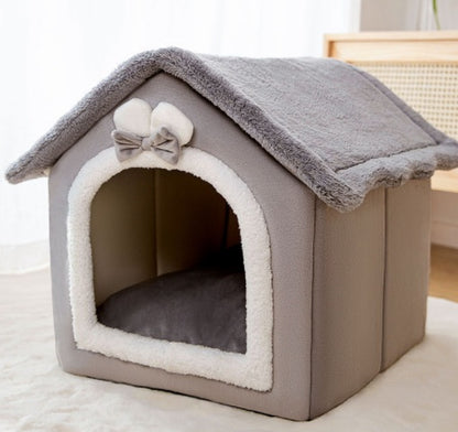 SnuggleHaus™ Enclosed Bed Overview: 1.Self-warming Fabric. Premium synthetic plush fur, a combination of comfortable and breathable, cozy, warm. 2.Durable Bottom. Can be placed in a balcony corridor or other places without worrying about sliding, providin