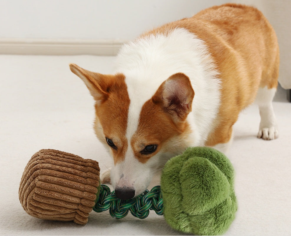 Bite-Resistant Rope Toy – Strong & Fun Dog Teether Product information: Color: [mushroom bend and hitches | Yellow coffee],[broccoli bend and hitches | Green coffee]] Material: Polyester Category: Pet Toys West Blue Flower Knot Toy: 30 * 13cm Mushroom kno