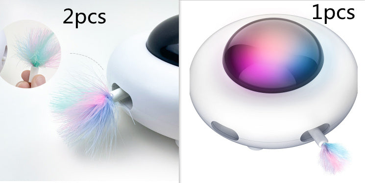 UFOPlay Overview: 100% brand new and high quality 1. Vibration activation 2. In smart mode, the cat's paw vibration triggers the operation, entertaining the boring time, and releasing the cat's vitality Product information: Name: UFO electric cat funny ca