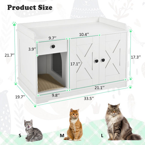 Indoor Cat House With Storage Drawer Side Table