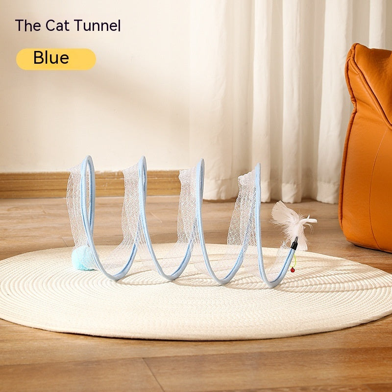 S-Tunnel – Foldable Outdoor Play Tunnel for Cats Overview: Elastic collapsible cat tunnel - Cats can be free to travel through it, both sides with the cat's favorite mice and feathers, respectively, can give your cat to this toy more love. Not only is it