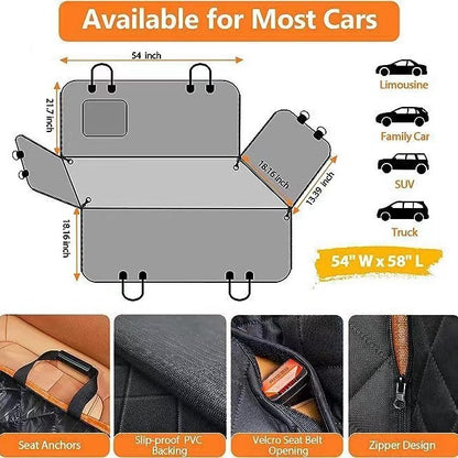 PetShield Car Mat Product information: Color: Orange with pocket, all black with pocket Specification: 137 * 147CM Material: cloth Applicable object: Dog Size: Packing list: Pet cloth car mat * 1 Product Image: Backseat Barriers