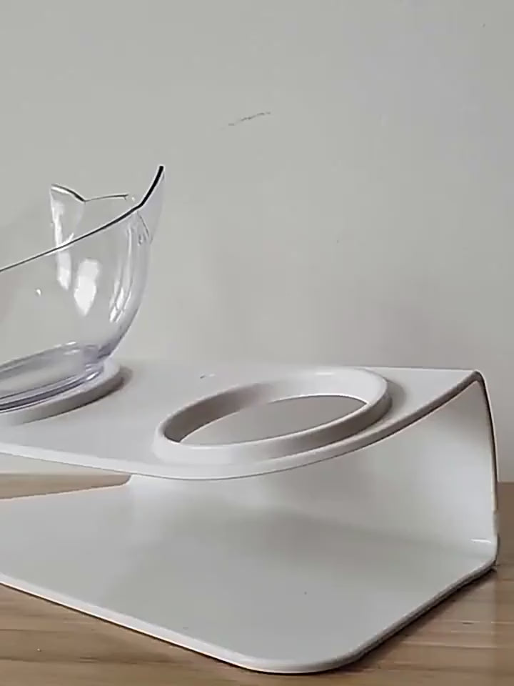 FurSpine Cat Feeder Product information: Shape:Round Material: Plastic Complete automatic feeding: Yes Product No.: Cat head transparent double bowl Color: Transparent cat head bowl Easy to clean transparent bowl: For dogs and cats Transparent bowl of cat