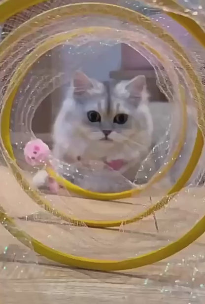 S-Tunnel – Foldable Outdoor Play Tunnel for Cats Overview: Elastic collapsible cat tunnel - Cats can be free to travel through it, both sides with the cat's favorite mice and feathers, respectively, can give your cat to this toy more love. Not only is it