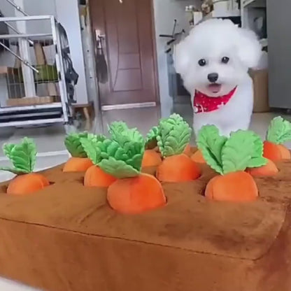 CarrotSniff – Plush Chew & Snuffle Toy for Dogs Overview: 1. Comfortable Fabric: The exterior is made of high-quality crystal cotton soft fabric, and every interior part is fully filled. High resilience, cotton not easy to fall out of it, not afraid of sq