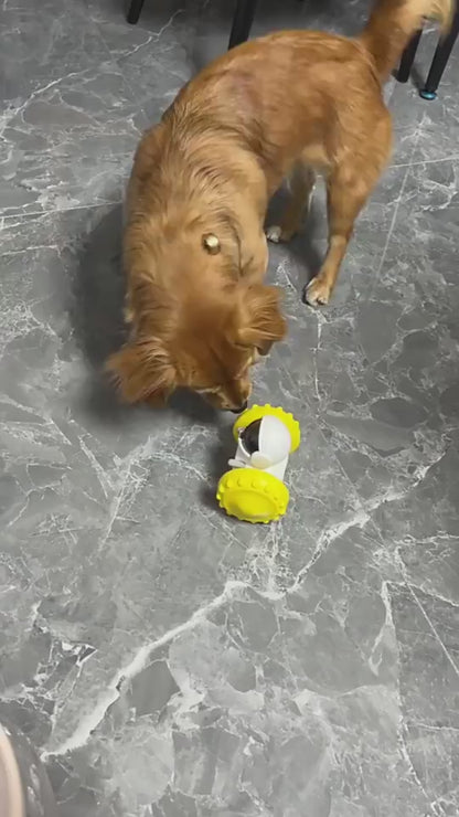 TreatRider Overview: New upgrade toy: intelligent robot tumbler design. Rolling balance system, no electric drive required, it will keep standing no matter how the dog pushes it. Dogs can be rewarded by constantly pushing it, greatly extending pet eating