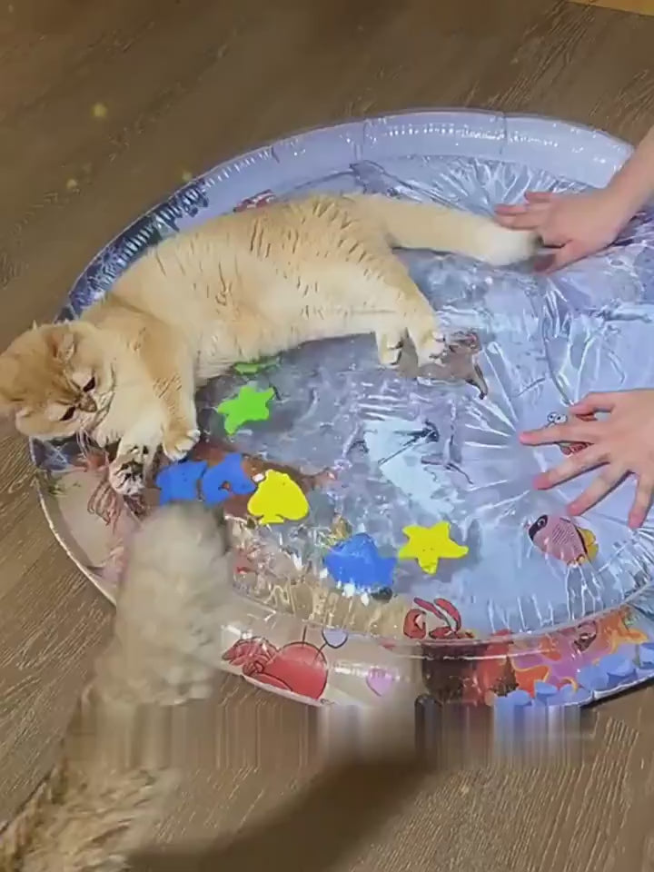 Cooling Pet Bed – Summer Ice Mat for Dogs & Cats Overview: The enhanced thickness ensures water playmat durability and long-lasting use. This water playmat features a fish design that captures the attention of pets and children. This water playmat for cat