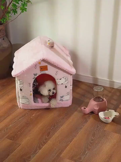 SnuggleHaus™ Enclosed Bed Overview: 1.Self-warming Fabric. Premium synthetic plush fur, a combination of comfortable and breathable, cozy, warm. 2.Durable Bottom. Can be placed in a balcony corridor or other places without worrying about sliding, providin