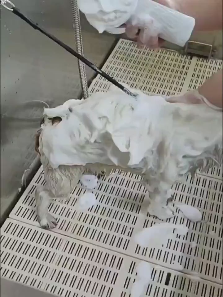 FoamPaws Electric Bath Brush Overview: MATERIAL: The dog bath brush is made of silicone, which has the advantages of high-temperature resistance, easy cleaning, and quick drying. Our pet bath brush gives you and your dog or cat a good interaction to massa