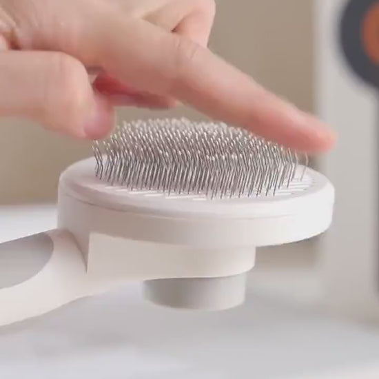 GlideMate™ Pet Grooming Comb Overview: - 135-degree needle comb, no damage to pet skin - Open knots and hair removal, comb through to the end - Round comb handle, not tired after holding - One-key self-cleaning, easy to clean Specification: Material: ABS,