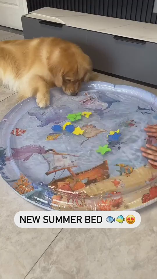 Cooling Pet Bed – Summer Ice Mat for Dogs & Cats Overview: The enhanced thickness ensures water playmat durability and long-lasting use. This water playmat features a fish design that captures the attention of pets and children. This water playmat for cat