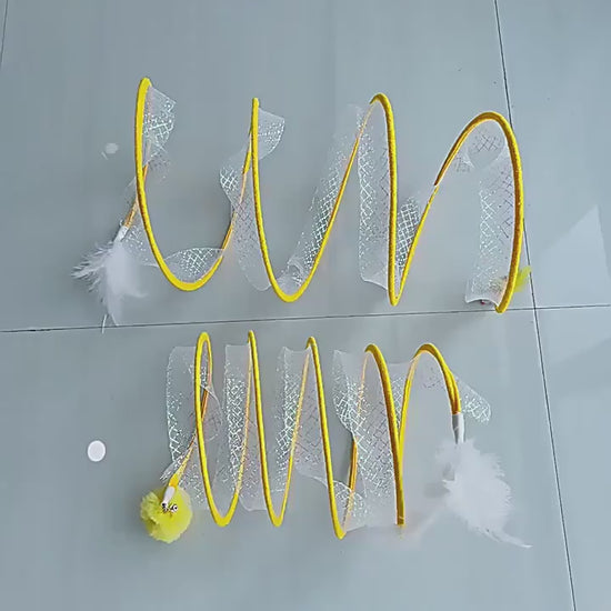 S-Tunnel – Foldable Outdoor Play Tunnel for Cats Overview: Elastic collapsible cat tunnel - Cats can be free to travel through it, both sides with the cat's favorite mice and feathers, respectively, can give your cat to this toy more love. Not only is it