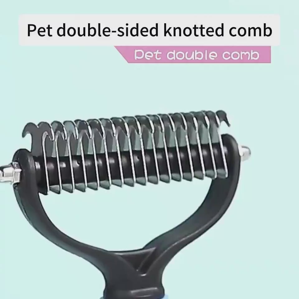 DualFur™ – 2-Sided Deshedding & Dematting Pet Comb Product Details： Dual-Sided Design: Start with 9 teeth side for stubborn mats and tangles and finish with 17 teeth side for thinning and de-shedding. Achieve faster and more professional de-matting and gr