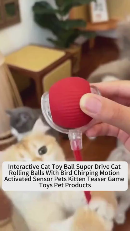 Interactive Cat Toy Ball Super Drive Cat Rolling Ball Overview: Strong driver - The cat toys could easily go across from ceramic tile, wooden, low rugs even high pile carpet, It rarely get stuck in corners, helping you entertain a high-energy cat for hour