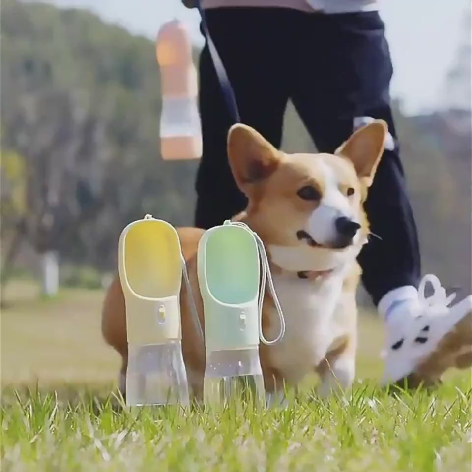 PawTrio Travel Cup Product Information: Material: Plastic Color: blue, pink, green, grey Size: 25.5x7x7cm Weight: 180g Capacity: 458ml Features: Plastic material for human use, high-temperature resistance, no deformation when filled with hot water Large o